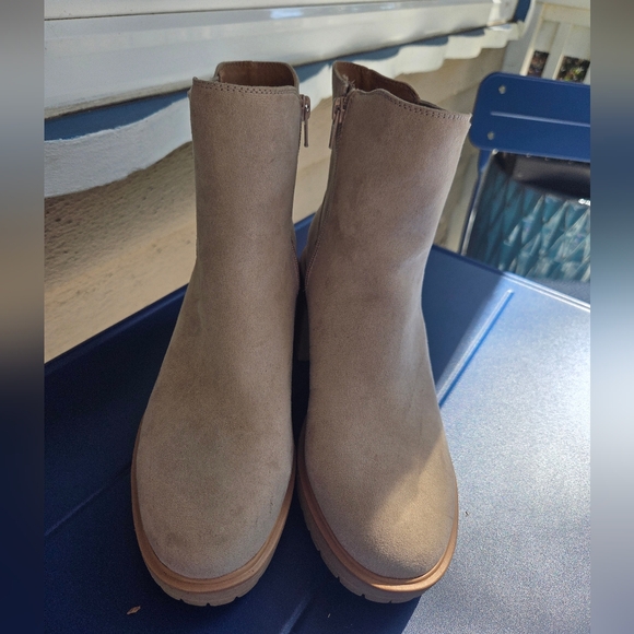 Universal Thread Target Taupe Suede Block Heel Ankle Boots - Picture 2 of 8